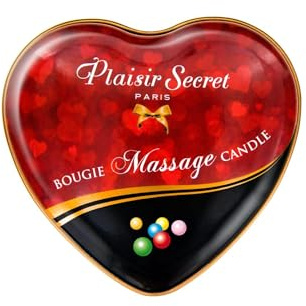 Plaisirs Secrets Mini Bougie de Massage Bubble Gum Boîte Cœur 35 ml