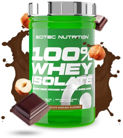Scitec Nutrition 100% Whey Isolate - Puro Poder Proteico con BCAAs - Glutamina y Arginina - Fórmula sin Azúcar ni Gluten, 700 g, Chocolate-Avellana