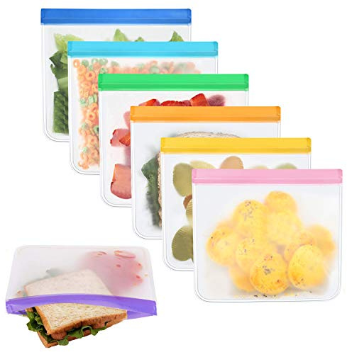Mlife Reusable Food Storage Bag Set -Liquid Sandwich Snack Bacon Fruit Bags,Freezer Airtight Seal,Ideal for Preserving | FDA & BPA Approved | Ziplock Leakproof | 7 Packs