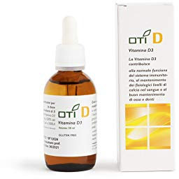 OTI D - Integratore Alimentare a base di Vitamina D3 - Rafforza il Sistema Immunitario e Mantiene Livello Naturale di Calcio nel Sangue per Mantenimento di Ossa e Denti - Gocce 50 ml