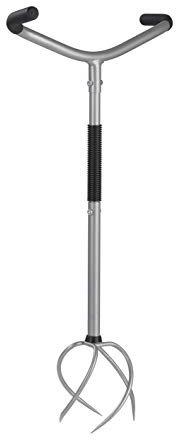 Ruwi Gartenkralle | 3-Fach höhenverstellbar - 360° Spiral-Kralle | Ideal zum Lockern, Unkrautjäten und Lüften/Vertikutieren | [Silber/schwarz]