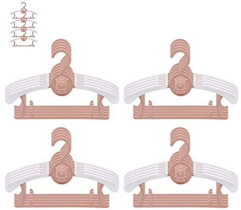 JSF - Set di 20 grucce appendiabiti per bambini, impilabili, con gancio a forma di orsetto, antiscivolo, salvaspazio, colore marrone e bianco