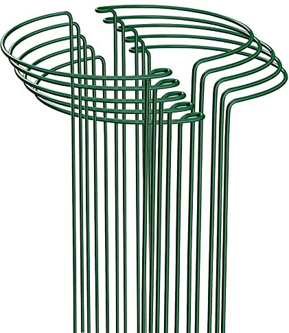 Lot de 10 Tuteur pour Plante 25cm x 40cm,Supports de Jardin en Métal, Anneau de Support de Plantes de Jardin Vert pour Hortensias Sédum Légumes Tomate