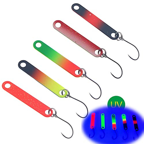 Njord Kalastus Messeneuheit 2022 Forellen Köder Stick Set 4cm 1,5g UV Aktiv | Trout Stick zum Angeln | Forellenköder Spoons Angelköder zum Fischen (5er Set)