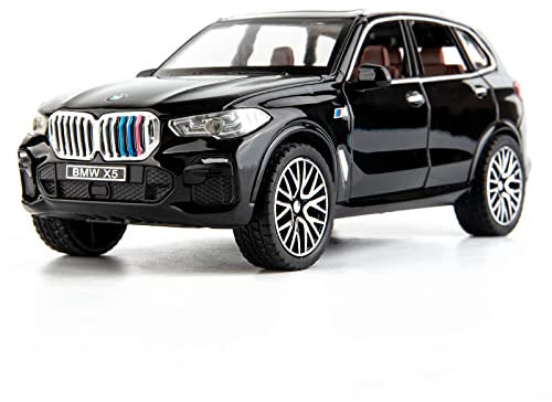 TGRCM-CZ 1/32 Kompatibel für BMW X5 SUV Modellauto Spielzeug, Druckguss Legierung Pull Back Auto Modell mit Licht und Sound Spielzeugfahrzeuge für Kinder Schwarz