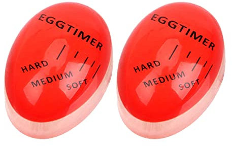2 PCS x Egg Timer Heat Sensitive Egg Shaped Boiler Timer Egg Cooker Perfect Gadget Colour Changing Indicator For Soft Medium & Hard Boiled Eggs Safe Kitchen Aid Tool Gift Cooking Breakfast Home Use