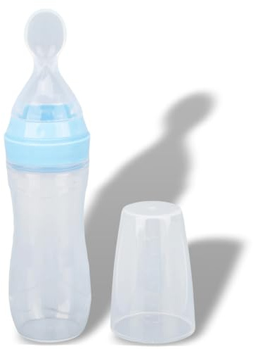 Mangiatoia con Cucchiaio Morbido per Anziani, Biberon in Silicone Morbido con Cucchiaio, Mangiatoia per Bambini, Assistenza Agli Anziani, Mangiatoia per Biberon, per Tremori Alle Dolori(Blu)
