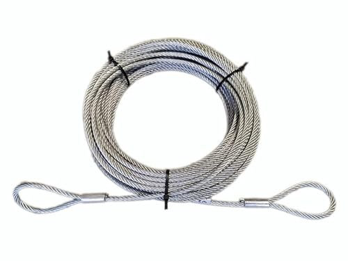 ALFA LOGISTIK Stahlseil 20mm Dicke 2m Länge - Stahlseil mit Ösen - Drahtseil mit Ösen – Zuverlässiges Stahlseil mit 2x Schlaufen – Seilspanngarnitur – Stark Seil