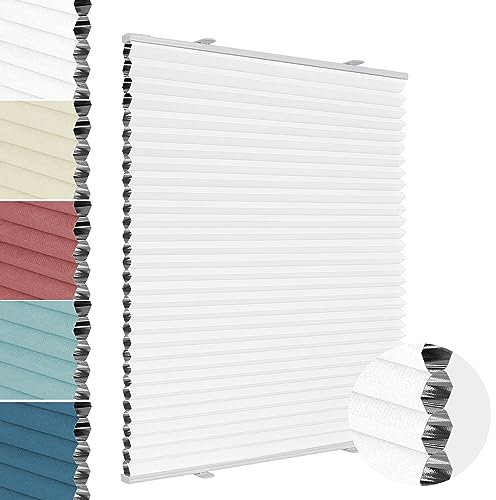 Allesin Wabenplissee ohne Bohren Verdunklung Thermo Doppelplissee Klemmfix Zweifarbig Weiß-weiß 50x180 cm (BxH) 100% Blickdicht, Sonnenschutz & Schallschutz Plisseerollo für Fenster & Tür