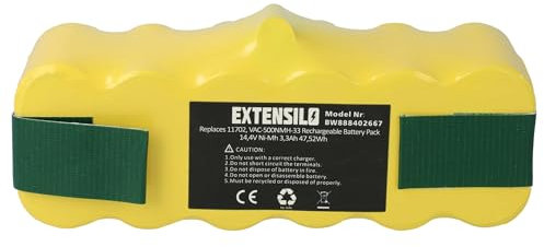 EXTENSILO 1x Batterie Compatible avec iRobot Roomba 610, 590, 580, 581, 582, 570, 583, 572, 577, 605, 611 Robot électroménager (3300mAh, 14,4V, NiMH)