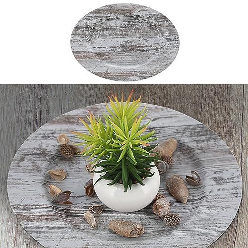 Assiette décorative « Woody » | PVC blanc Ø 33 cm | Assiette de présentation aspect bois Assiette bougie décoration de table