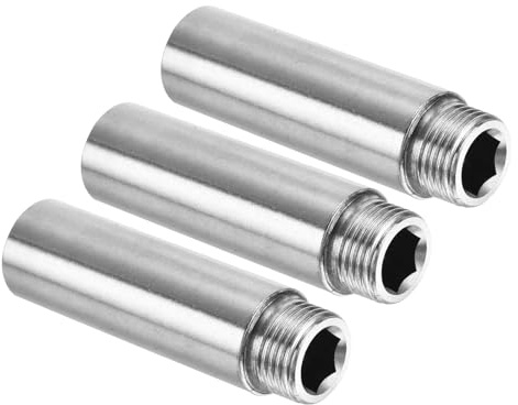 PATIKIL Shower Head Extension Arm, 3 Pack 201 Stainless Steel G1/2 Male to Female Thread 80mm Length Pipe Fitting Shower Head Extender