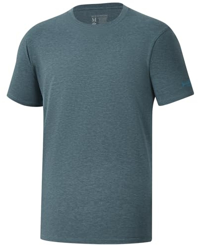 Bassdash Camiseta de Mezcla de algodón Ultra Suave UPF 50+ con protección Solar para Hombre, Manga Corta Ligera Informal básica