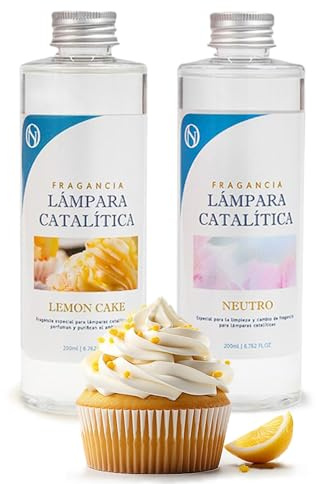 M MAMA MANUELA Pack Ahorro 2X Fragancias Lámpara catalítica 200ml: 1 Aroma Lemon Cake + Limpiador Neutro