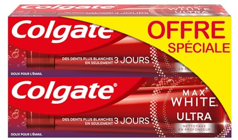 COLGATE Max White Ultra Deep Cleaning Tandkräm 75 ml - Vitare tänder på 3 dagar* - Skonsam mot emalj, daglig användning - 2 x 75 ml