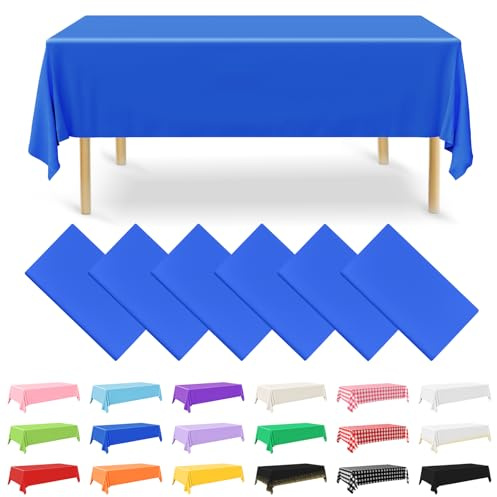 NACHLYNN 6 Stück Einweg Tischdecke 137 x 274 cm Dunkelblau Rechteckige Tischabdeckung Wasserdicht Gartentischdecke für Festivals Party Hochzeiten Brautpartys Geburtstag Dekorationen
