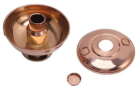 Chinese Traditional All-Copper Charcoal Hot Pot, Rose Gold Small Stainless Steel Fondue for Meats, Milk Tea – Ideal for Kitchen & Outdoor Picnics