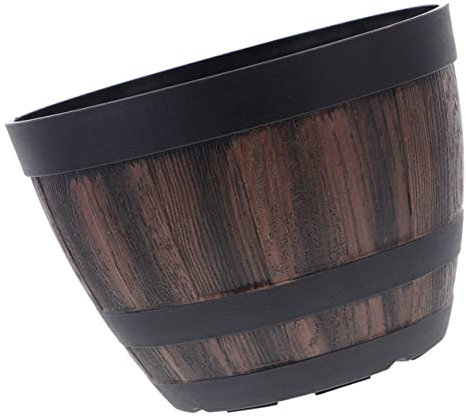 Milisten Vintage Holzfass Imitation Blumentopf Robuster Kunststoffpflanztopf Für Bonsai Sukkulenten Und Gartenpflanzen Für Balkon Garten Und Innenräume Ohne Untersetzer