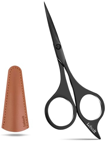 Lobodt Professional beard scissors, 4.9-inch (black) small pointed stainless steel hairdressing scissors, Moustache Trimming，suitable for personal care and beauty of both men and women