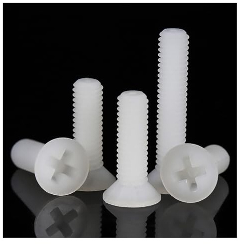Haroar 20/50 Stück M2 M2.5 M3 M4 M5 Weiße Nylon-Senkkopfschrauben Kunststoff-Flachkopfschrauben Länge: 4~35 mm(M5x12 (50pcs))