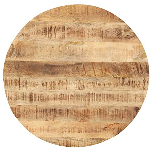 Homgoday Runde Tischplatte aus Mango-Massivholz, 25-27 mm, 60 cm, Tischplatte, Couchtischplatte, Couchtischplatte