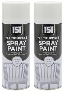 DIOXSTAR Multi-Purpose Spray Paint, White Matt Finish, Fast Drying, Non-Cracking, Suitable for Wood, Plastic and Metal, Indoor and Outdoor Use, Easy to Use, 400ml (2 PCS)