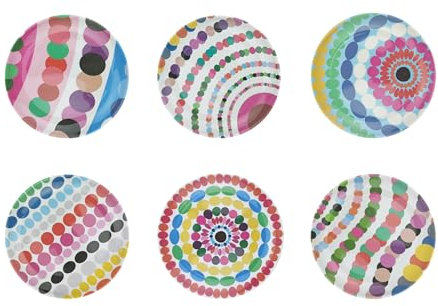 French Bull Melamine Assorted Plates-6 Piece Set -Melamine Dinnerware-Platter, Serving, Party, Platter, Dish (6 Appetizer Plate, Bauble)