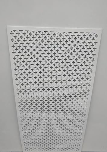 Decorative Laser Cut MDF Panel, 6mm Thick, Up to 120cm x 50cm Size, Wooden Grille, Radiator Cover mesh, (FDL) Pattern,Wall devider, Fleur DE LIS .Made in The UK (Primed White)