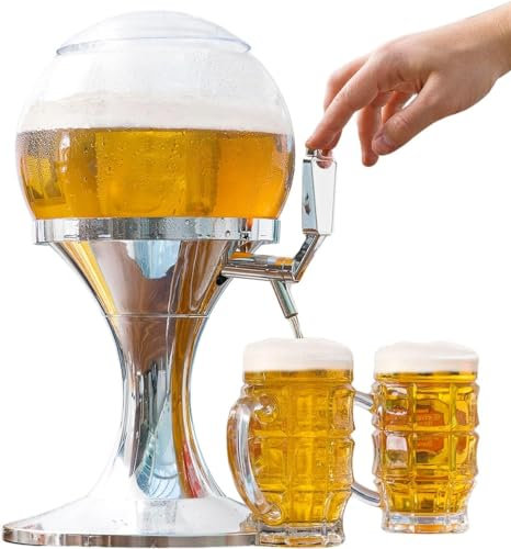 Distributore di birra fredda refrigerata con scomparto per ghiaccio e rubinetto - Macchina per succo di frutta - Soda Bevanda Cocktail - Serate, Feste ricevimenti - Tiratore per birra - Senza BPA