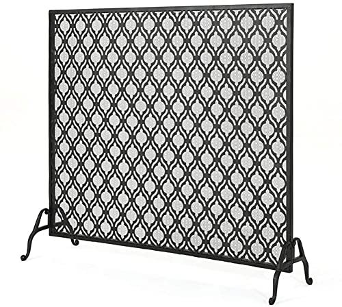 Fireplace Screen Guard, Protezione per caminetti di Sicurezza per caminetti/stufe/Griglie, Schermo per Camino a Pannello Singolo con griglia Metallica fine - Nero