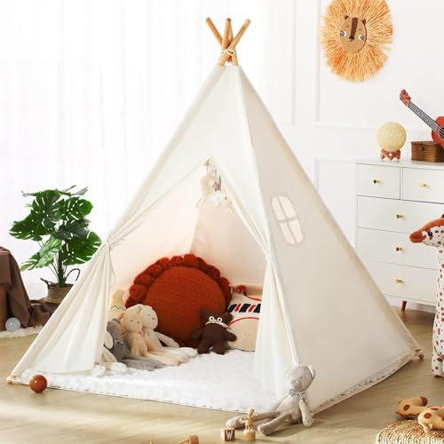 Teepee Tent for Kids, Play Tent Indoor Teepee Large Playhouse Children Boys and Girls Multifunction Picnic House Indoor Outdoor (Style 1)