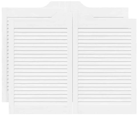 vidaXL Schwingtüren Lamellen-Design 2-Paar Weiß 80x100 cm, Saloontüren, Bartüren, Scharniertüren, Schwingtüren für Cafés, Flügeltüren