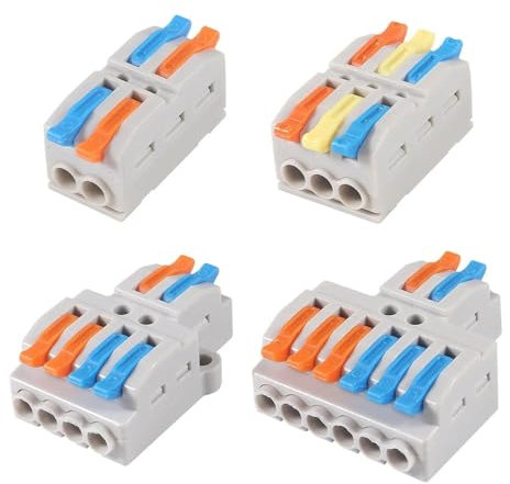 Generisch Winziger, kleiner Schnellverbinder for Leiter, universeller, kompakter 2/3-poliger Spleiß-Push-in-Klemmenblock, 1 Eingang, mehrere Ausgänge mit Befestigungsloch(D2-6 10PCs)