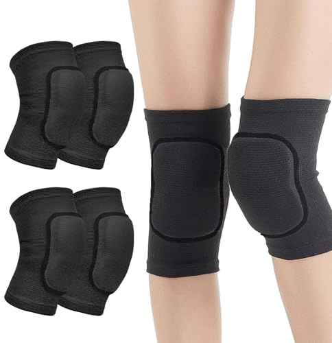 GWAWG 2 Paar Tanz-Knieschützer Schwarz Knieschoner Knieschutz Dicker Schwamm Weich Atmungsaktiv Elastisch Geeignet für Tanz Yoga Ride Fußball Outdoor Sports