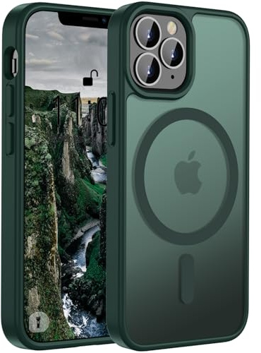 ORDA Magnetic Case for iPhone 11 Pro Max Case,Translucent Matte Back Slim for iphone 11 pro Max phone case,Military Grade Drop Proof Hard Back Protective Cover 6.5-Dark Green