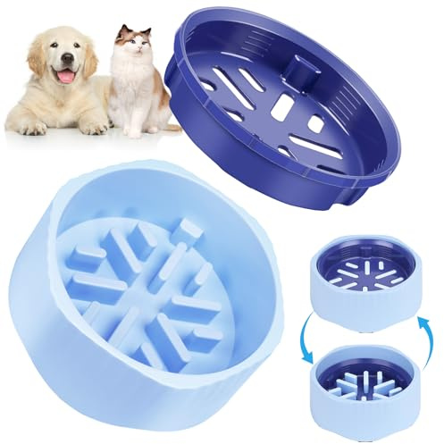 Zivacate Antischlingnapf für Hunde 2-in-1 mit Dreh-Einsatz – Futternapf gegen Schlingen & Blähungen, Hundeschüssel rutschfest & Spülmaschinenfest – Für Hunde & Katzen – Blau