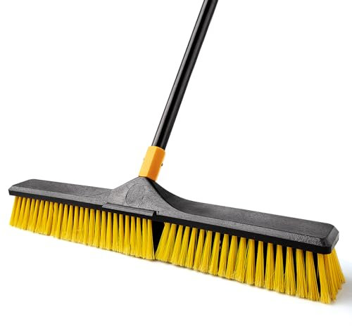 Yocada Besen 61 cm großer für den Außenbereich, robuste Bürste für den Außenbereich, steife Borsten für die Reinigung von Terrasse, Garage, Deck, Beton, Holz, Stein, Fliesen, Boden, 165,9 cm lang