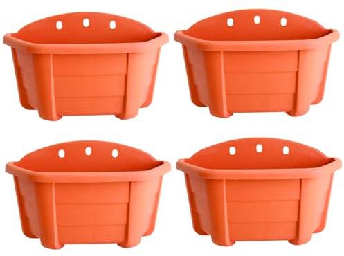 Jorzer 4 fioriere da appendere, da appendere alla parete, in plastica ecologica, per ringhiere, recinzioni, balconi, interni ed esterni