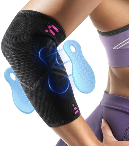 Fitomo Tutore Epicondilite Gomito, Gomitiera per Epicondilite del Tennista e Golfista con 2 Cuscinetti di Compressione, per Alleviare il Dolore della Tendinite -1 Unità
