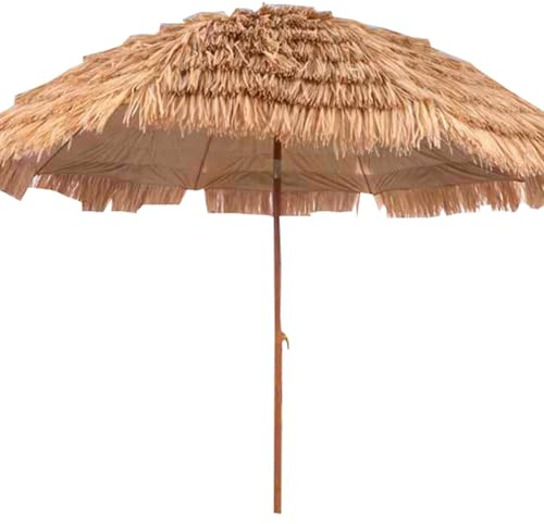 JTPMYFT Ombrellone da Giardino in Paglia con Design inclinabile, 8 Stecche, con Piano in Paglia, Adatto for Spiaggia, Patio, ombrellone da Tavolo for Esterni a Bordo Piscina.(2m)