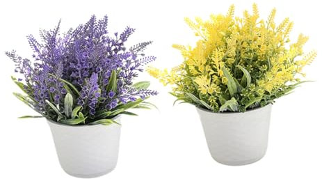 Vaguelly 2stücke Künstlicher Lavendel Im Topf Mit Simuliertem Bonsai Für Haushaltdekoration Künstliche Pflanzendekoration Für Balkon Und Schreibtisch Künstliche Blume Für Tischdekor