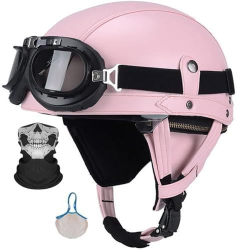 Casco Moto Vintage Semi-Aperto In ABS Con Collare Rimovibile - Casco Scodella Leggero Per Scooter/Cruiser, Fodera In Traspirante, EPS Antishock, Fibbia Rapida Unisex 55-62Cm 2,XL