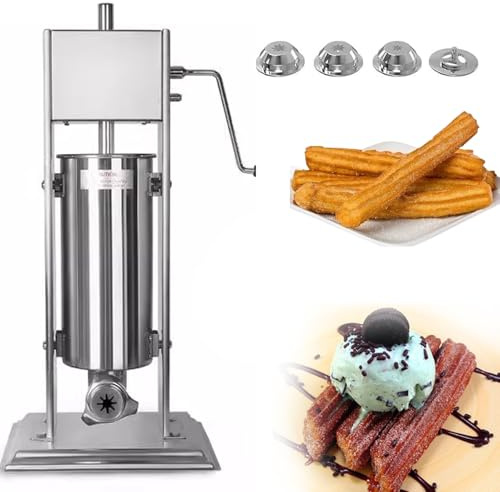 Commercial Churro Maker, Stainless Steel Professional Hand Crank Vertical Donut Machine for Restaurants and Bakeries