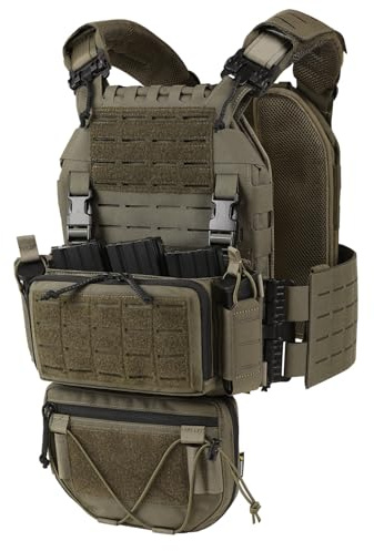 VOTAGOO GEAR 500D Schnellverschluss Modularer Plattenträger Herren Trainingsweste mit Fallbeutel, verstellbare Trainingsweste für Outdoor