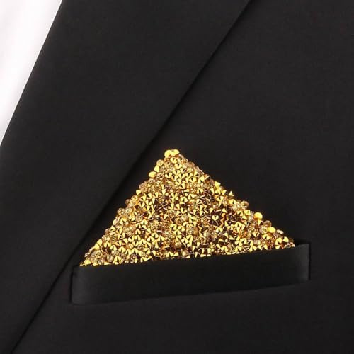 Whakano Glitzer Einstecktuch Herren mit Strass,vorgeformtes Accessoire für Sakko und Smoking,sofort einsetzbar für Hochzeit,Abendmode,Festliche Events,Gala oder Bühne,stilvolles Taschentuch,Gold