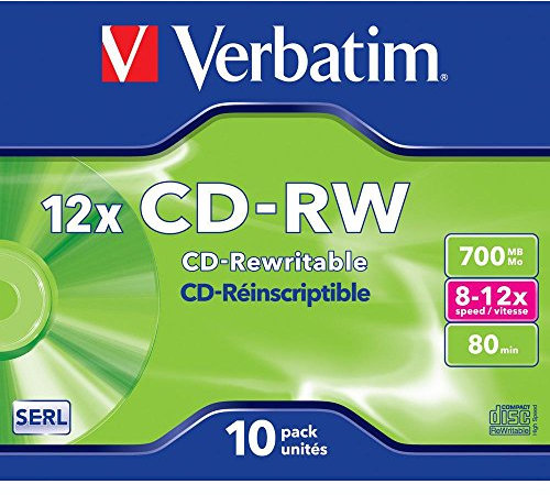 Verbatim CD-RW DataLifePlus 8-12X 700MB High Speed,10 Pack.Rewriteable, 43148