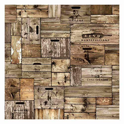 Bilderwelten Holzoptik Mustertapete Holzwand inkl. Kleister 240x240cm - Vliestapete Made in Germany - Fototapete Holz Schlafzimmer - 3D Tapete Holzoptik - Wandtapete Holzoptik Wohnzimmer Flur T_2559