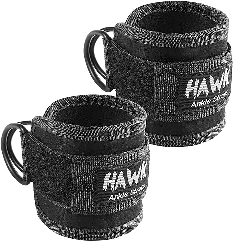 Hawk Sports Fußschlaufen für Kabelzug | Starke & Verstellbare Knöchelriemen für Po, Beine & Unterkörper | Fitness-Zubehör für Glute Kickbacks & Gewichtheben bis 100 kg (Paar)