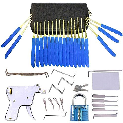 Dietrich Set, mit transparenten Vorhängeschloss und Lockpick-Pistole und 5-in-1 Kreditkarte Lockpicking-Set, für Anfänger und Professionelle Lockpicker