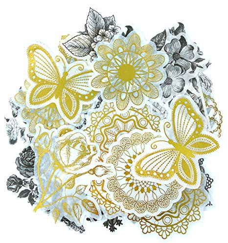 allydrew Decorative Scrapbooking Washi Stickers, DIY Crafts for Stationery, Diary, Card Making (60 pcs), Golden Vintage